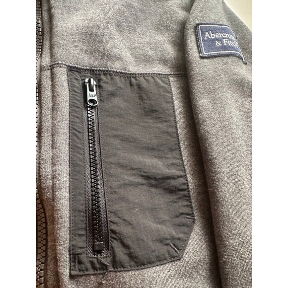 Abercrombie & Fitch Sherpa Lined Jacket Coat Men's Size Small Gray Mock Neck - Picture 4 of 6